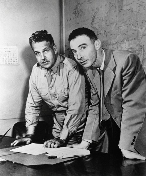General Leslie Groves and Oppenheimer (Photo by Corbis)